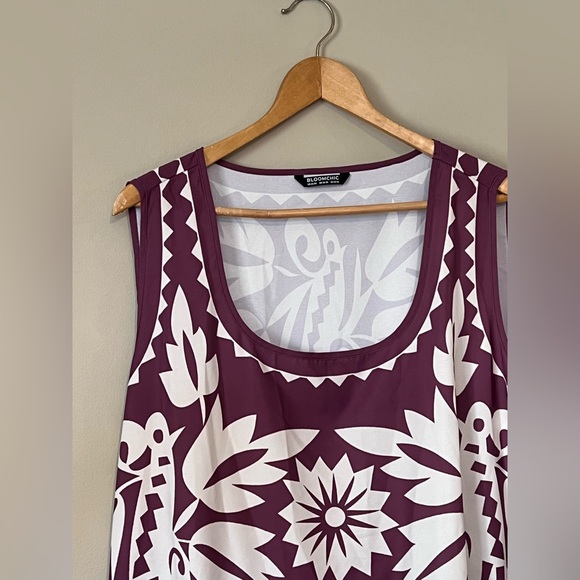 Boho Print Square Neck Elastic Waist Tank Dress - Picture 3 of 4